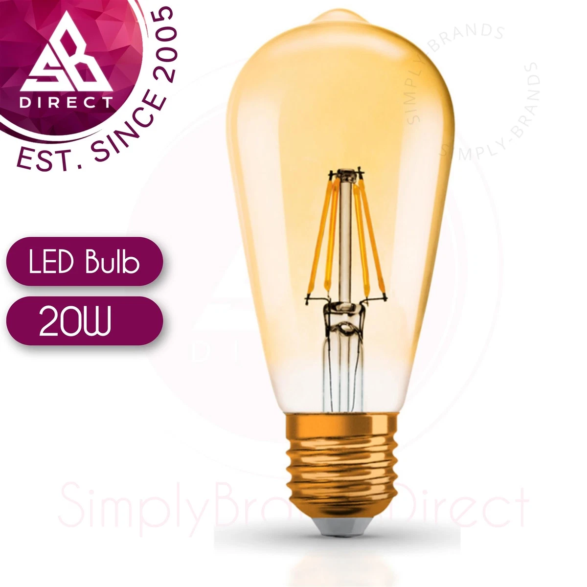 turnering Fantasi Møde Osram 1906 Vintage Filament 7.5W E27 LED Dimmable Edison Bulb/ Light│Gold  Glass | eBay