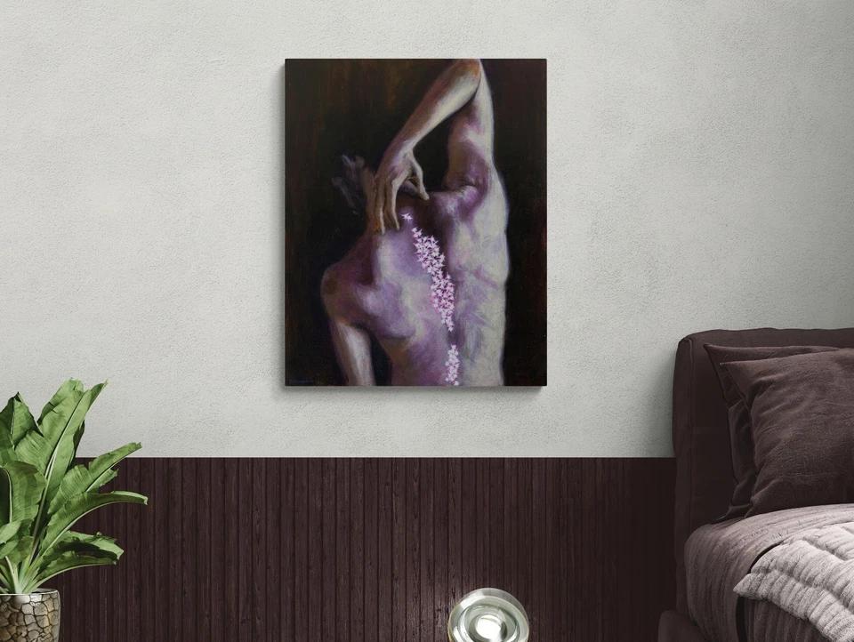 Pintura original, figura masculina surreal moody, assinada pelo artista - Imagem 3 de 4