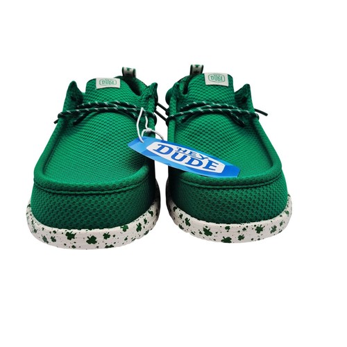 Zapatos Hey Dude Wally Trébol Día de San Patricio Para Hombre Talla 10 Verde y Blanco - Imagen 20 de 21