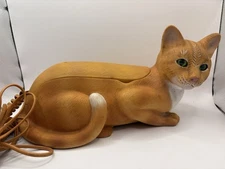 VTG KCL Telemania Orange Cat Phone Corded Push Button Landline Not Tested