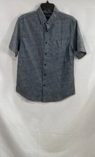 Banana Republic Men's Slim Fit Short Sleeve Button Down Blue Gray Cotton Sz S