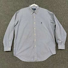 Ralph Lauren Yarmouth Shirt Mens 16-34 Blue White Check Long Sleeve Button Down