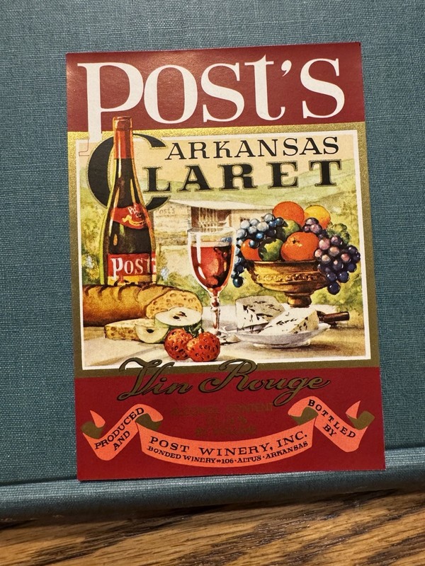 Vintage Posts Claret Wine Bottle Label Altus Arkansas Unused Mid Century Ark