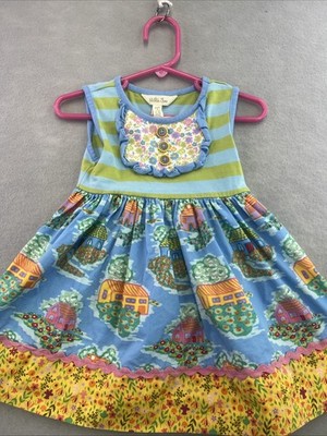 Matilda Jane Toddler Girls Size 2 Home Sweet Home Dress Blue Green