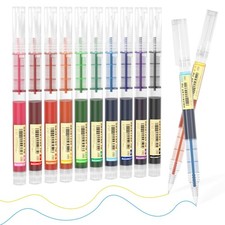 Liquid Ink Rollerball Pens, 10 Bright Colors Quick Drying 0.5mm Extra Fine Po...