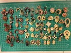 Vintage Costume Jewelry Lot 50+ Single Earrings Clip On Rhinestone Gold Tone
