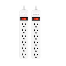 Monster 1702 White 15A 125V 1875W 6-Outlet Indoor Power Strip 2.5 ft. Cord