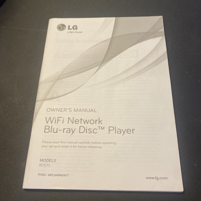 LG  BD-570 Blu-Ray Disc Player Owner's Manual * English * VG Condition * 95 Page