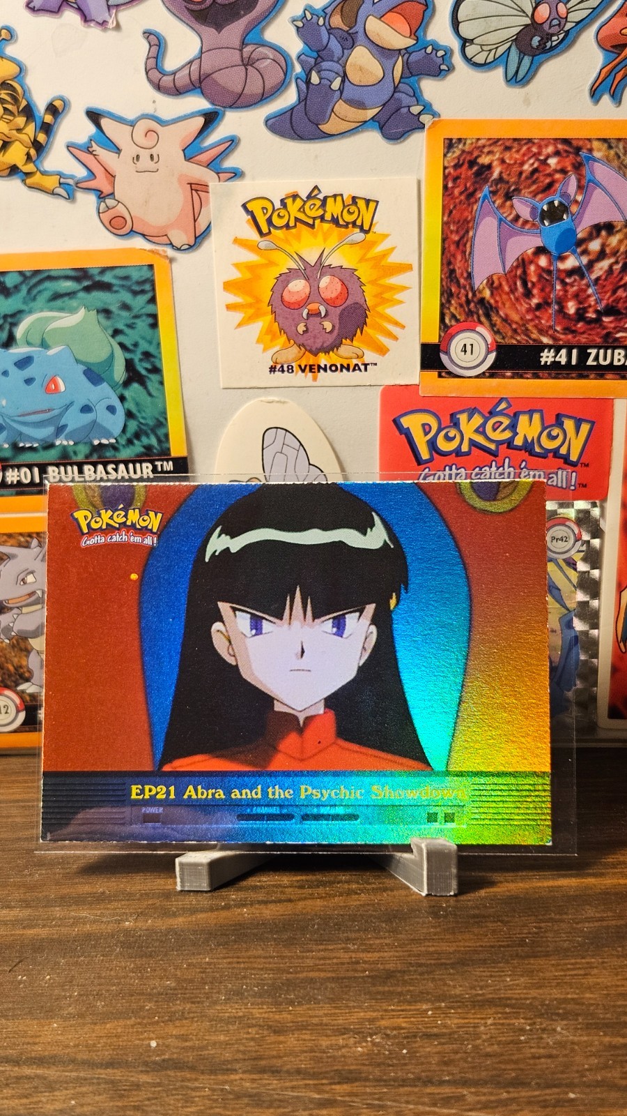 Abra and the Psychic Showdown #EP21 Blue Logo Topps Pokemon Rainbow Holofoil