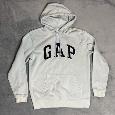 Vintage 90s GAP Hoodie Light Blue Spellout Pullover Sweatshirt Y2K