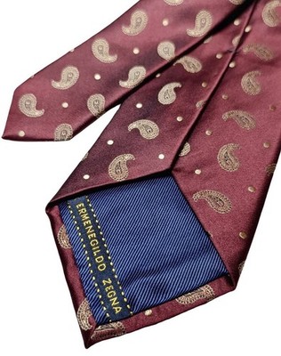 Ermenegildo Zegna Luxus Krawatte Seide Jaquard Paisley Muster Burgund Gold Handarbeit