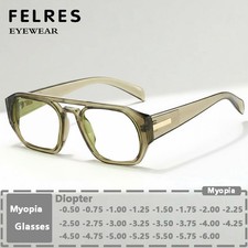 Men Women Square Double Bridge Myopia Glasses Simple Classic Nearsighted Glasses