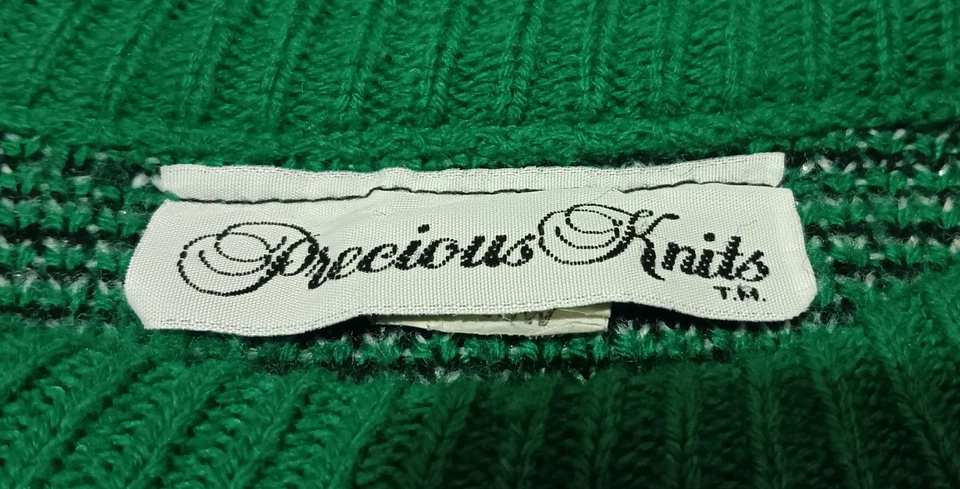 Suéter verde vintage década de 1980 malhas vila inverno neve feio Natal danificado - Imagem 4 de 4
