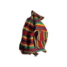 Handmade Mexican Boho Backpack Travel Bag Utility Red Yellow Semi-Large Bag Tote