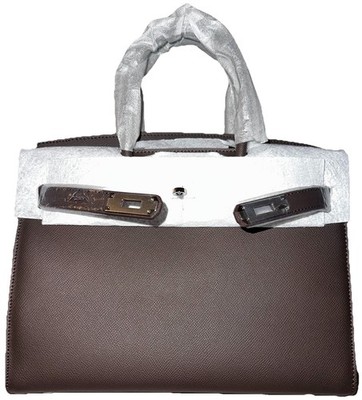 Popsewing Finished Inspired Handbag Satchel Leather Dark Brown Ebene New