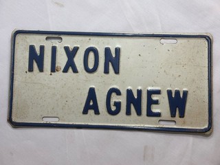 1968 NIXON AGNEW BOOSTER TARGA ELETTORALE PRESIDENTE PRESIDENZIALE