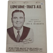 Vintage Sheet Music Lonesome That's All 1942 Collectible