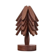 Wooden Placemats - Tree Washer Set, Wooden Pinwheel Coaster Set B Walnut 4 pcs