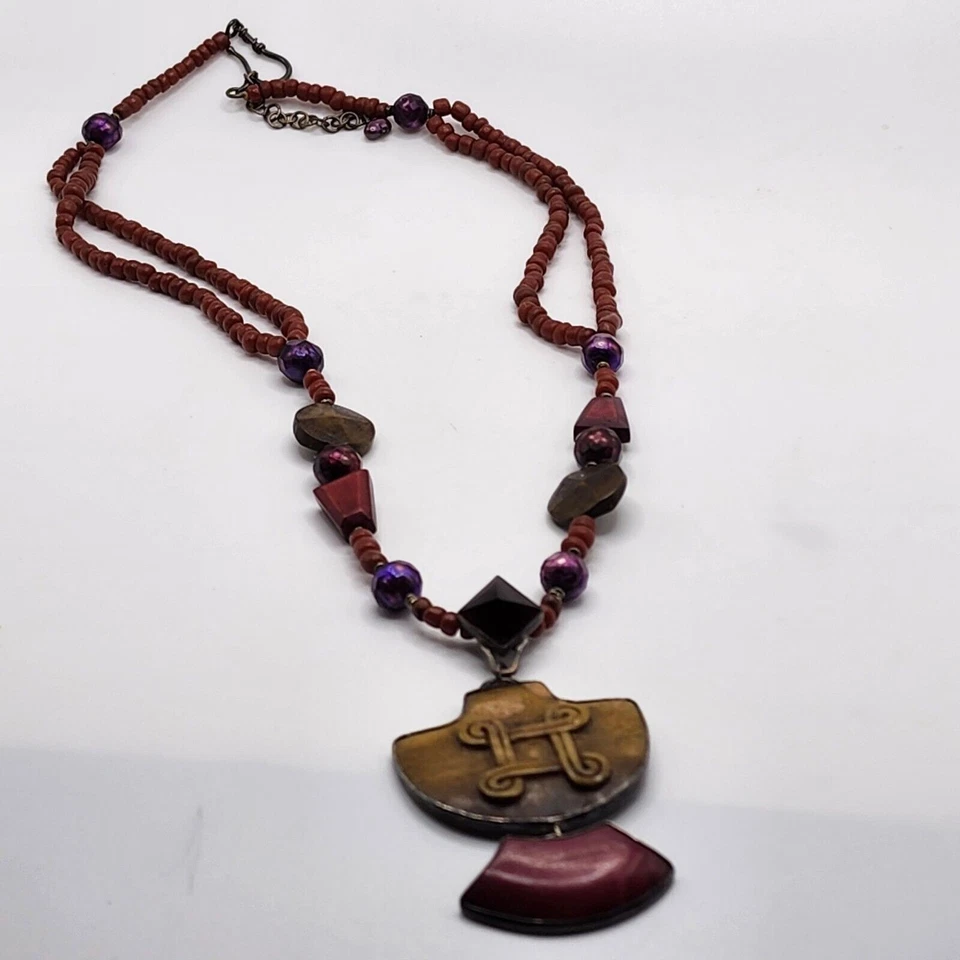 "Collar de perlas facetadas hueso de yak 925 hecho a mano JANICE LEE RIPLEY JLR 22"" granate" Foto 2 de 4