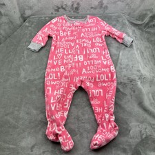 Carter  s Footed Sleeper Pajamas 6 Months Pink Girl Power Love Zip Fleece
