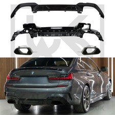BMW 3 Series MP Black Rear Diffuser Bracket and Exhaust Tips (G20/G21 Pre-LCI)