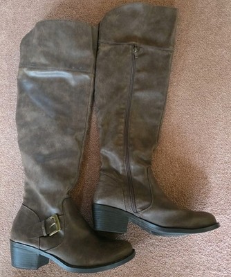 Route 66 Tall Brown Knee High Zipper Boots Sz 8