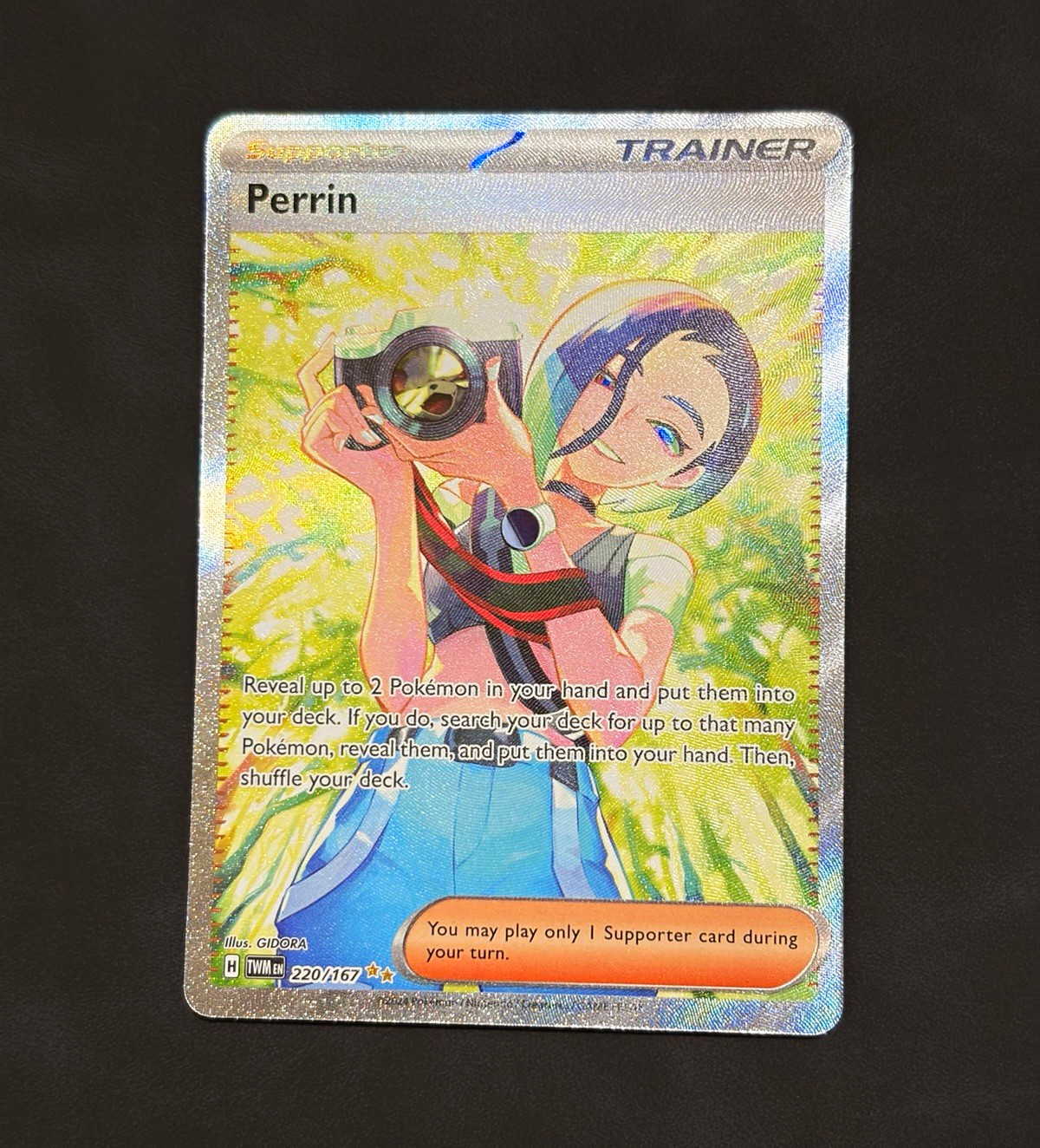 Pokemon TCG Perrin Trainer Sv06 Twilight Masquerade SIR Holo #220/167 Gidora