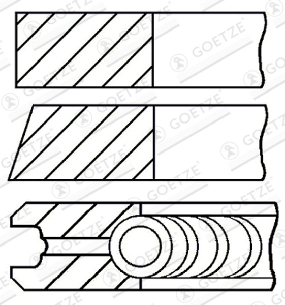 Goetze Engine Kolbenringsatz 08-102800-00 FüR T98 Opel Astra F70 Cc Vectra J96-image