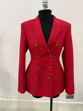 NWT. Philosophy di Lorenzo double breasted red hourglass blazer Sz 42 US 6