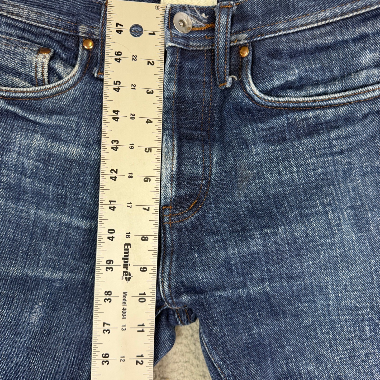 UB221 Mens Tapered Selvedge Jeans Indigo Sz 30 Denim 21oz Button Fly