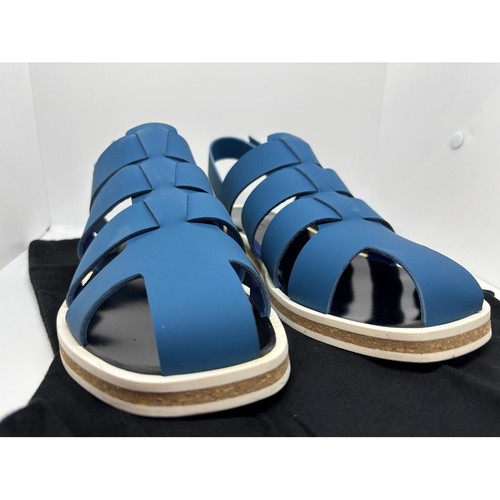 NWB FRANCE Robert Clergerie BRUCE Blue Nubuck Suede Summer Sandal US 11 EUR 44 - Picture 3 of 14