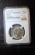 1946 NGC MS63 Booker T Washington Commemorative Half Dollar