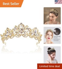 Classic Gold Tiara with Clear Crystals - Brides, Queens Princesses Rejoice