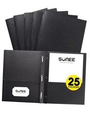 2 Pocket Folders with Prongs 25 Pack , Paper Folders with 2 Black 25-Pack