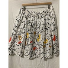 Maeve Anthropologie Artsy Full Print Skirt Women 12 White Black Embroidery Core