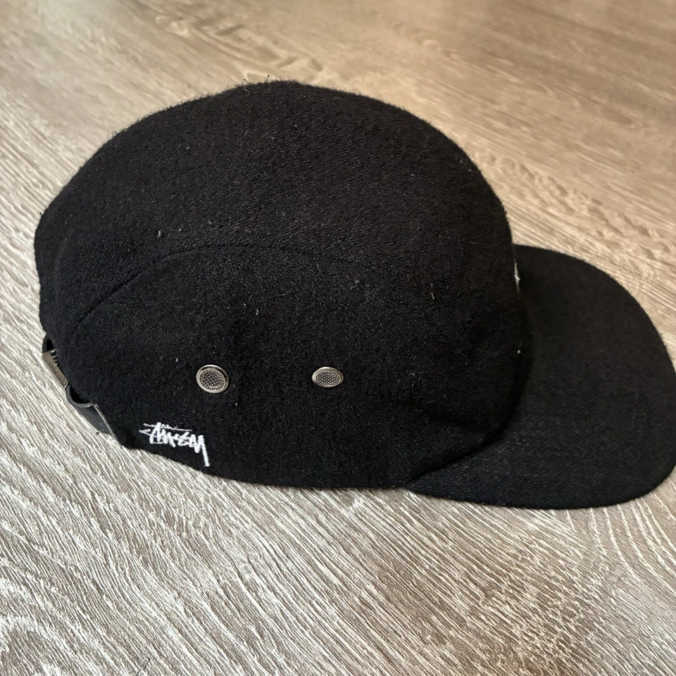 De colección Stüssy Capz Lana 5 Paneles Sombrero de Campamento Negro Patín Ropa de Calle Raro Años 90 00 Foto 4 de 4
