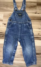 Vintage OshKosh B'gosh Denim Overalls Adjustable Straps Button Blue 24 Months