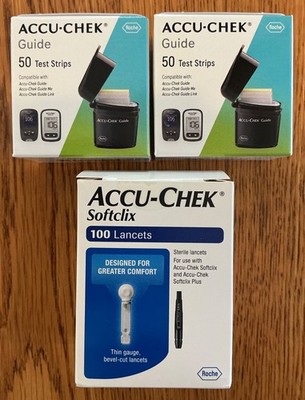 $$$ ACCU-CHEK Guide 100 Test Strips Exp 07/08/2027 + 100 Softclix Lancets  $$$