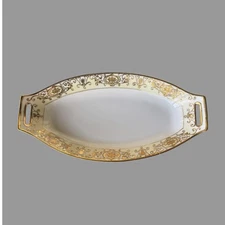 Vintage Noritake 16034 Gilt Decorated Christmas Ball Handled Celery Dish