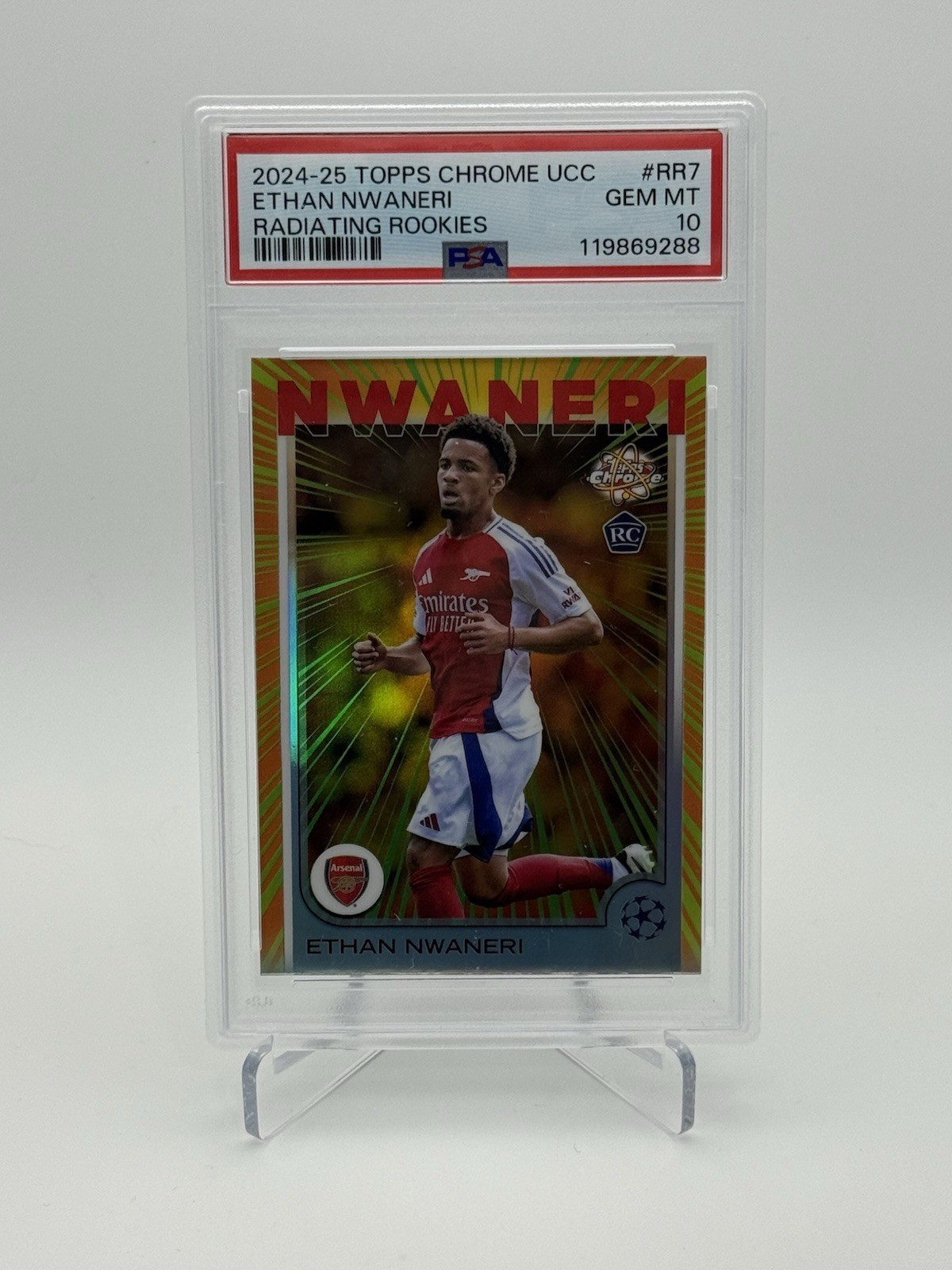 2024-25 Topps Chrome UCC Ethan Nwaneri Radiating Rookie RC SP  PSA 10