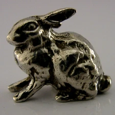PRETTY ENGLISH STERLING SILVER HARE ANIMAL FIGURE LONDON 1998