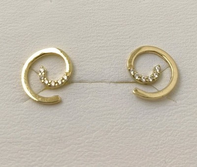 Pendientes oro 18k 750 Mls. Espiral Y 6 Circonitas. 10MM.