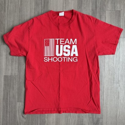 Team USA Shooting Shirt Mens Large Red Olympic Sports Port & Company T-Shirt Tee