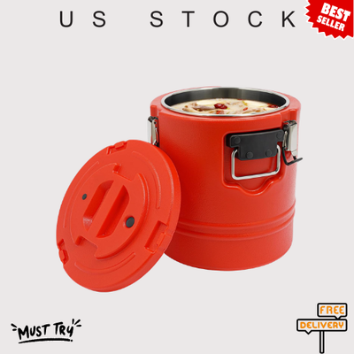 #ad 15.9QT Insulated Soup Container 4 Gallon Food Warmer Red $56.35
