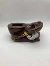 Vintage 1950's Pottery Man Taking Siesta Ashtray Planter Sombrero Mexico