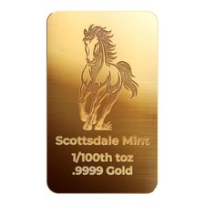 1/100 oz .9999 Gold Bar - Lunar Year of the Horse Gold Bullion Bar #A734 6197.00 per troy oz