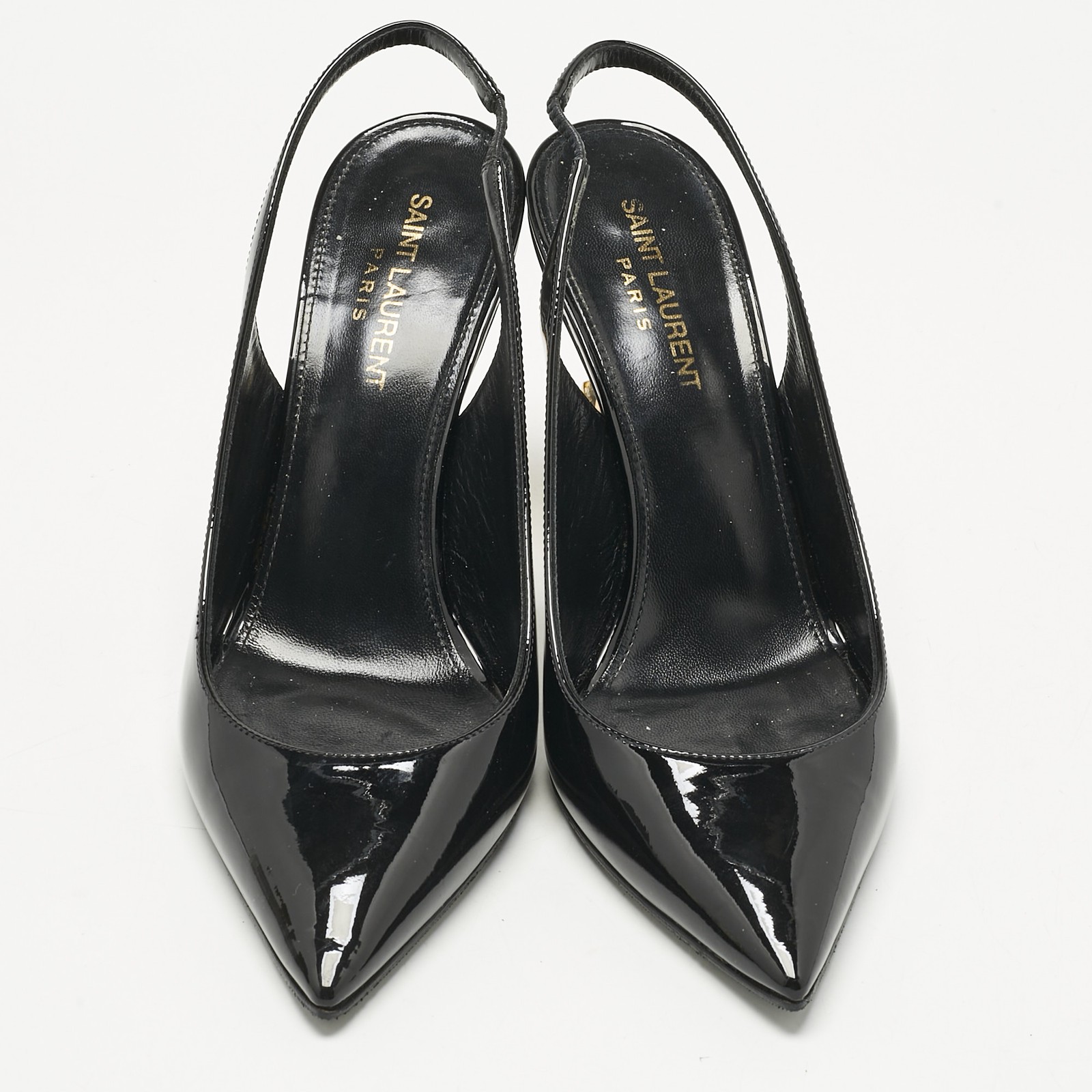 Decolte Saint Laurent nere in vernice Opyum Slingback taglia 37