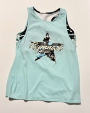 Girl  s Justice Gymnast Aqua Sleeveless Top w/Built-in Bra Size L 12/14 