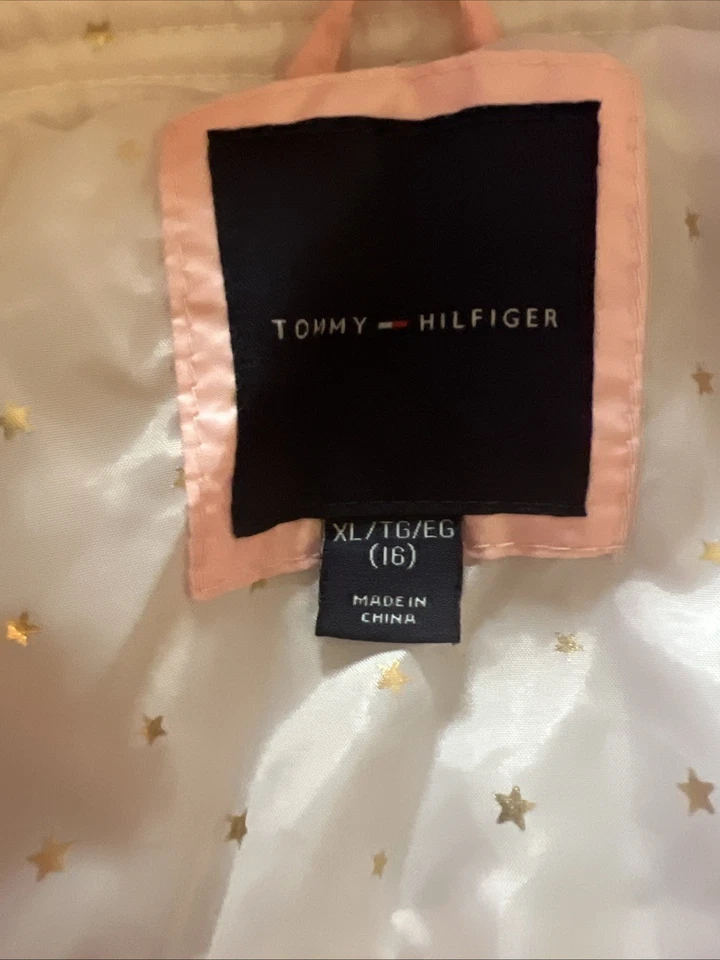 Tommy Hilfiger Chaqueta Acolchada Niñas Talla XL 16 Rosa Claro Cuello Abotonado  Foto 2 de 3