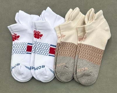 4 Pairs Women's Cushion Ankle Socks Honeycomb Size Med 2 Colors Mix BOMBAS